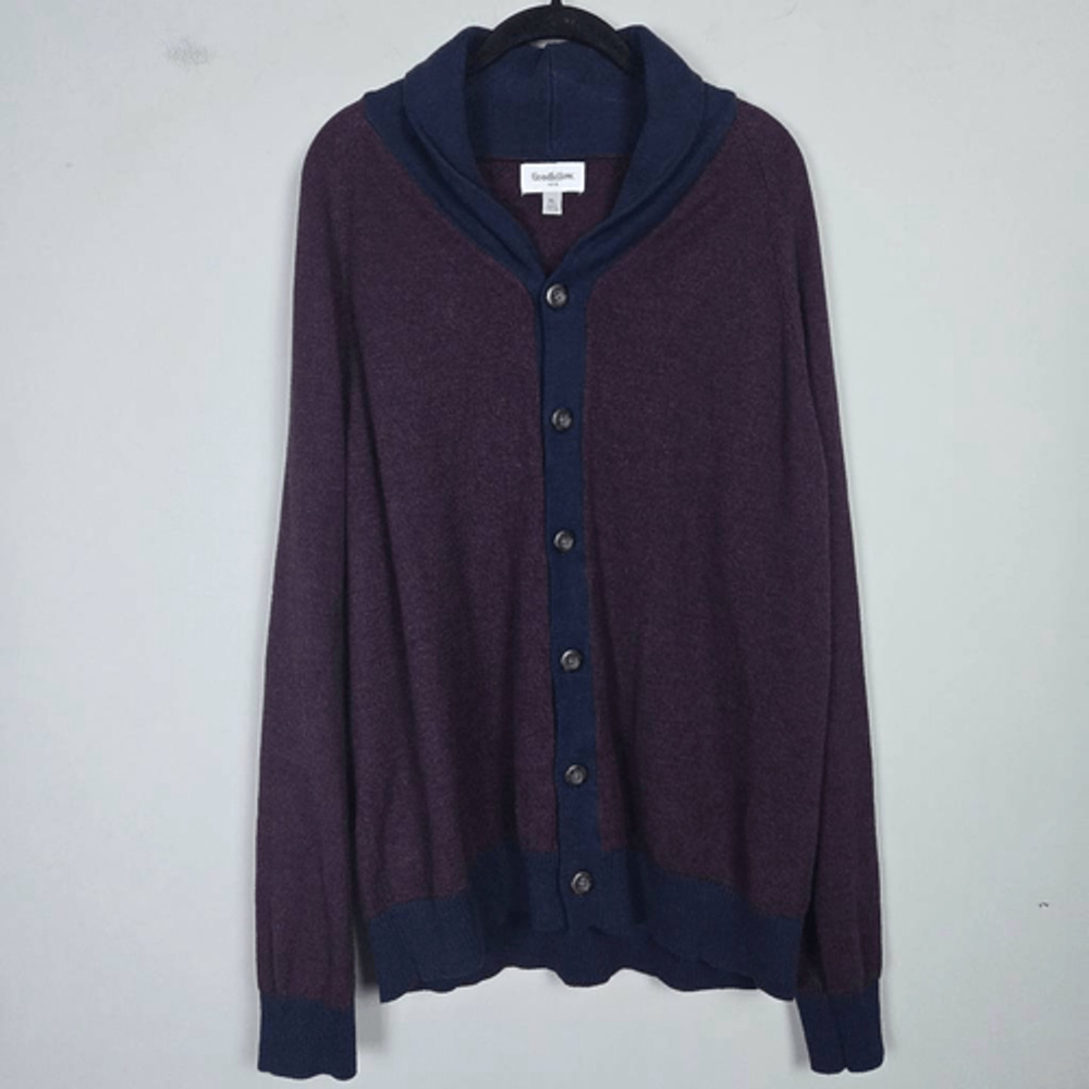 Goodfellow Mens Shawl Button Front Cardigan XL Burgundy Academia Preppy Layers